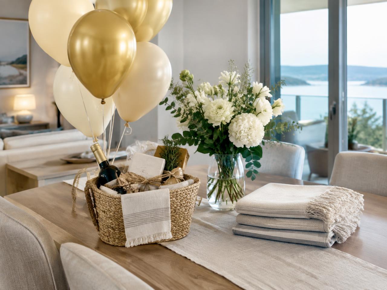Custom Arrival welcome setup prepared inside a vacation rental